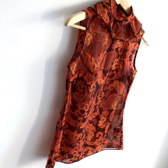 ANNA SUI for TARGET Sheer Tank Top Ruffle Neck XS - Picture 7 of 12